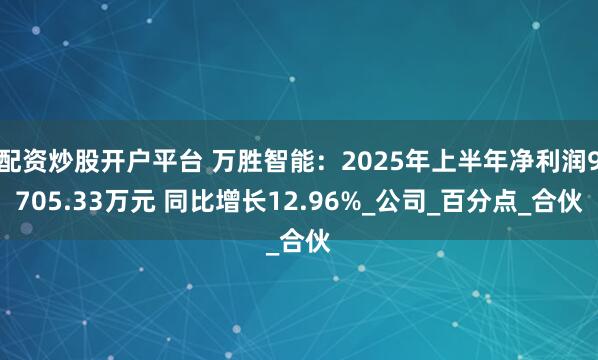 配资炒股开户平台 万胜智能：2025年上半年净利润9705.33万元 同比增长12.96%_公司_百分点_合伙