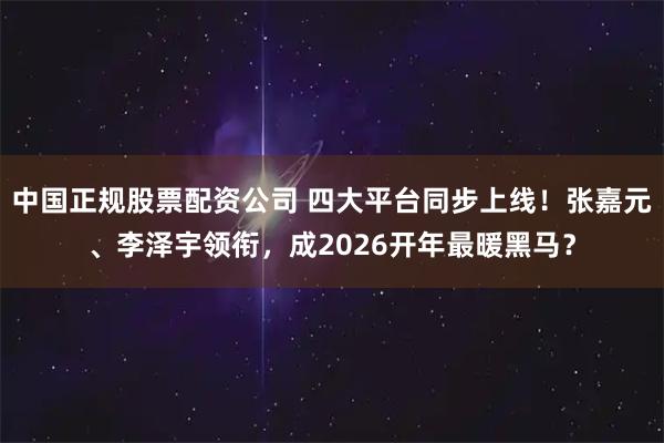 中国正规股票配资公司 四大平台同步上线！张嘉元、李泽宇领衔，成2026开年最暖黑马？